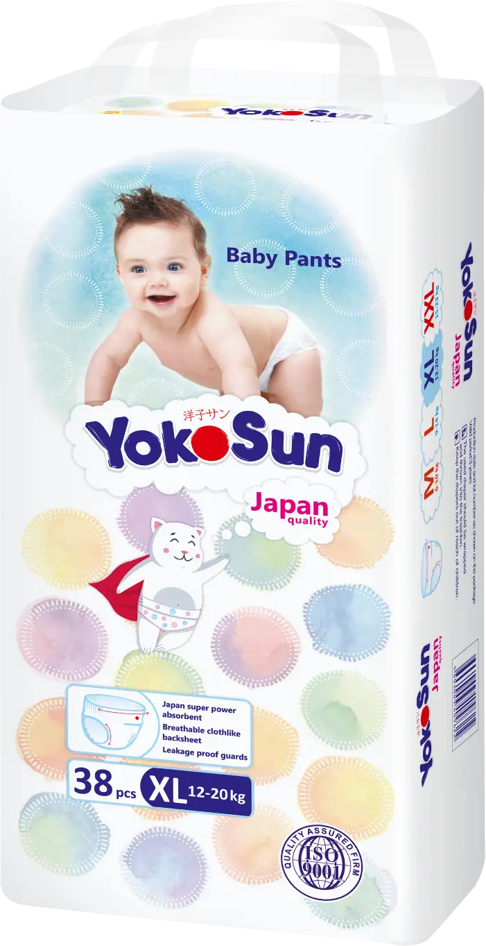 Подгузники-трусики Yokosun детские р.XL 12-20кг 38шт