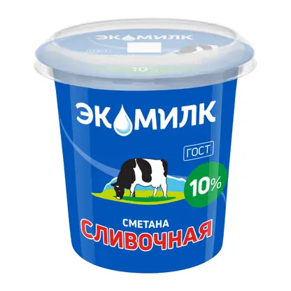 Изображение товара Сметана Экомилк сливочная 10% 300г