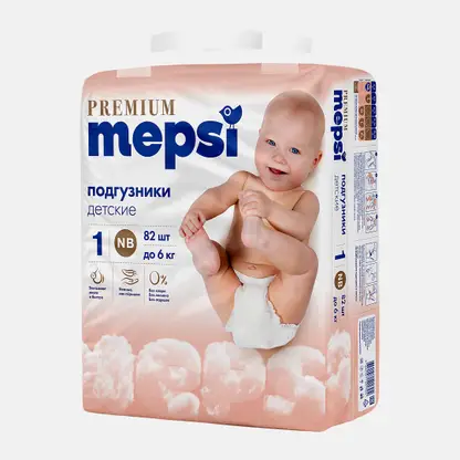 Подгузники детские New Born до 6 кг Mepsi 82шт 