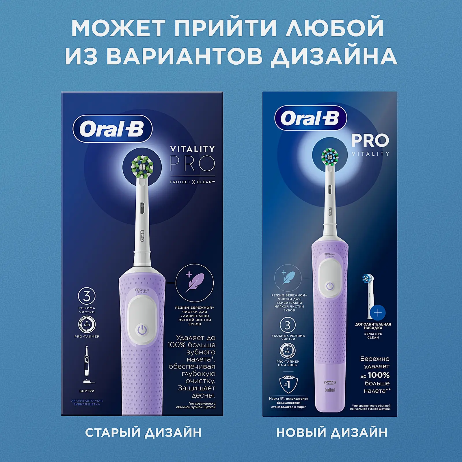 Зубная щетка Oral-B Vitality Pro 3708 Насадка Cross Action Лиловая