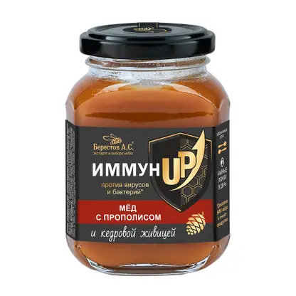 Изображение товара Мед ИммунUp Берестов АС Прополис Кедр Живица 200г