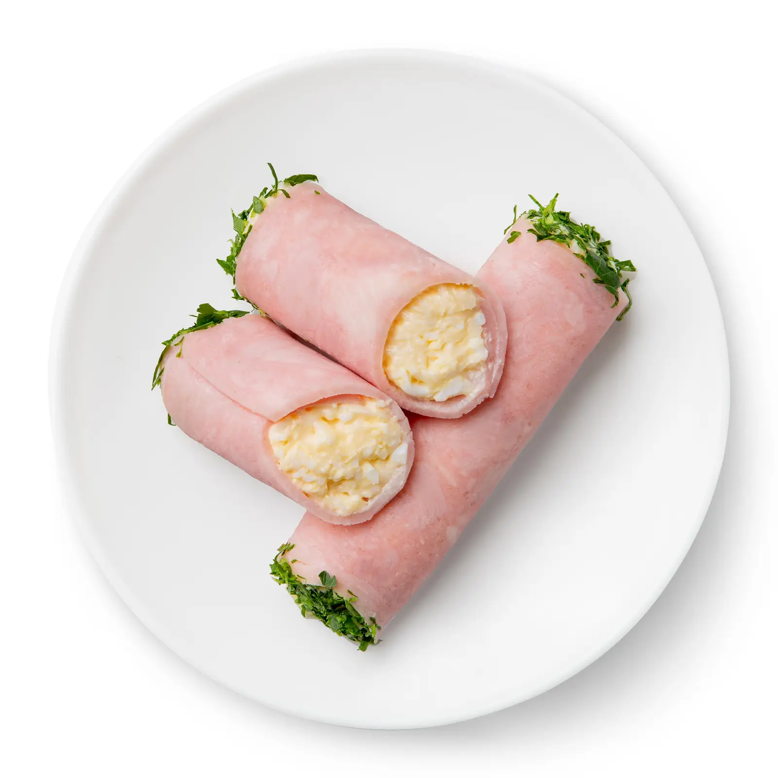 Изображение товара Рулетики из ветчины М Кухня 140 г - мясная закуска с сыром и яйцом