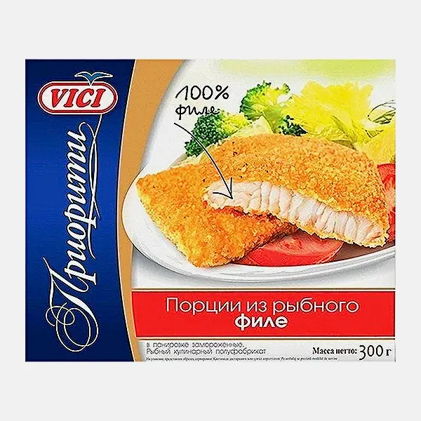 Порции из рыбного филе в панировке Vici 300г