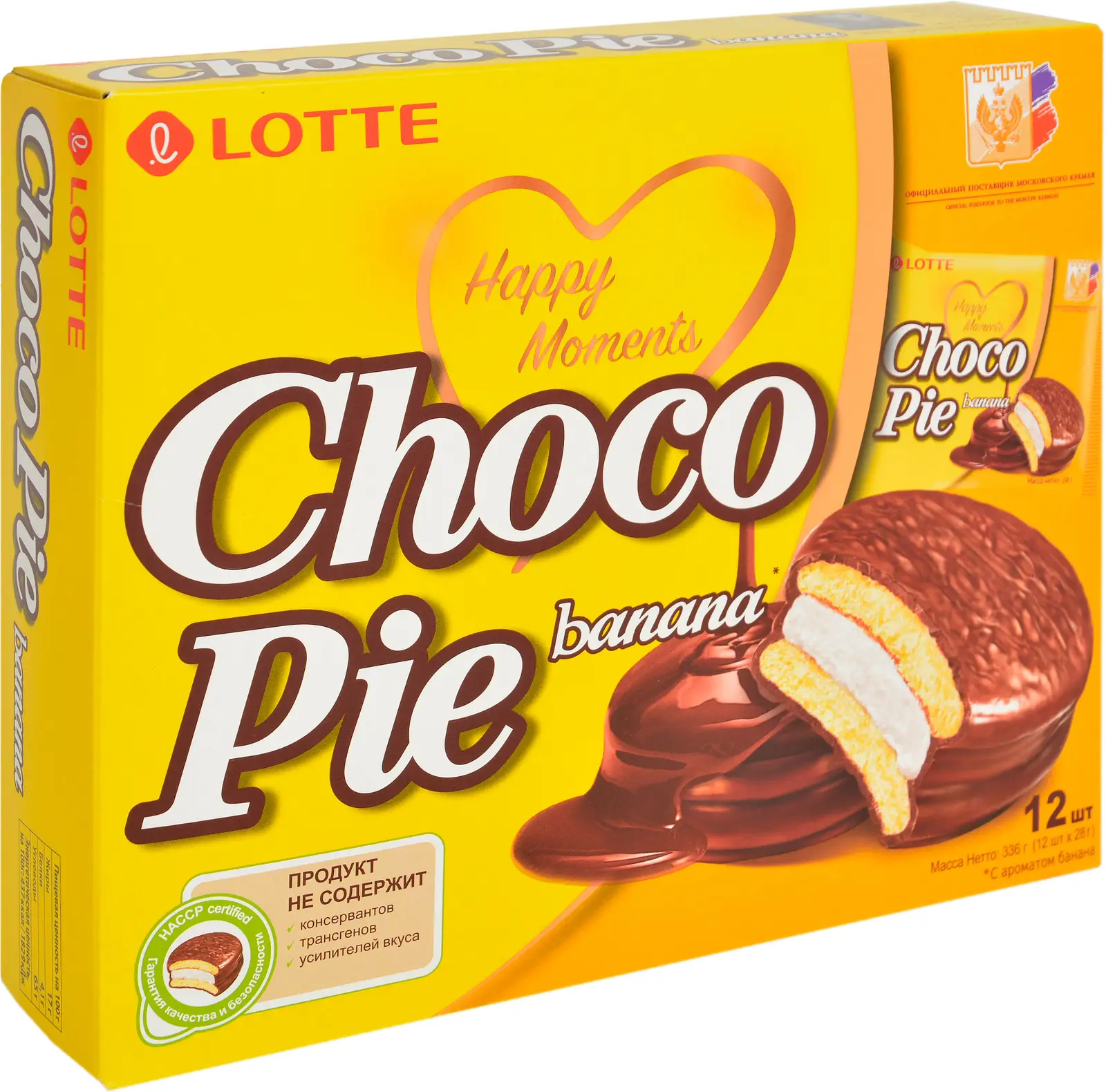 Печенье Lotte Choco Pie Banana в глазури 12шт*28г — в каталоге на сайте  сети Магнит | Краснодар