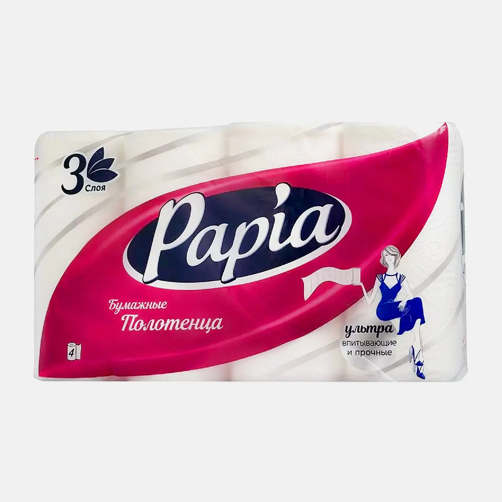 PAPIA Бумажные полотенца 3сл 4рул белые PAPIA Бумажные полотенца 3сл 4рул белые
