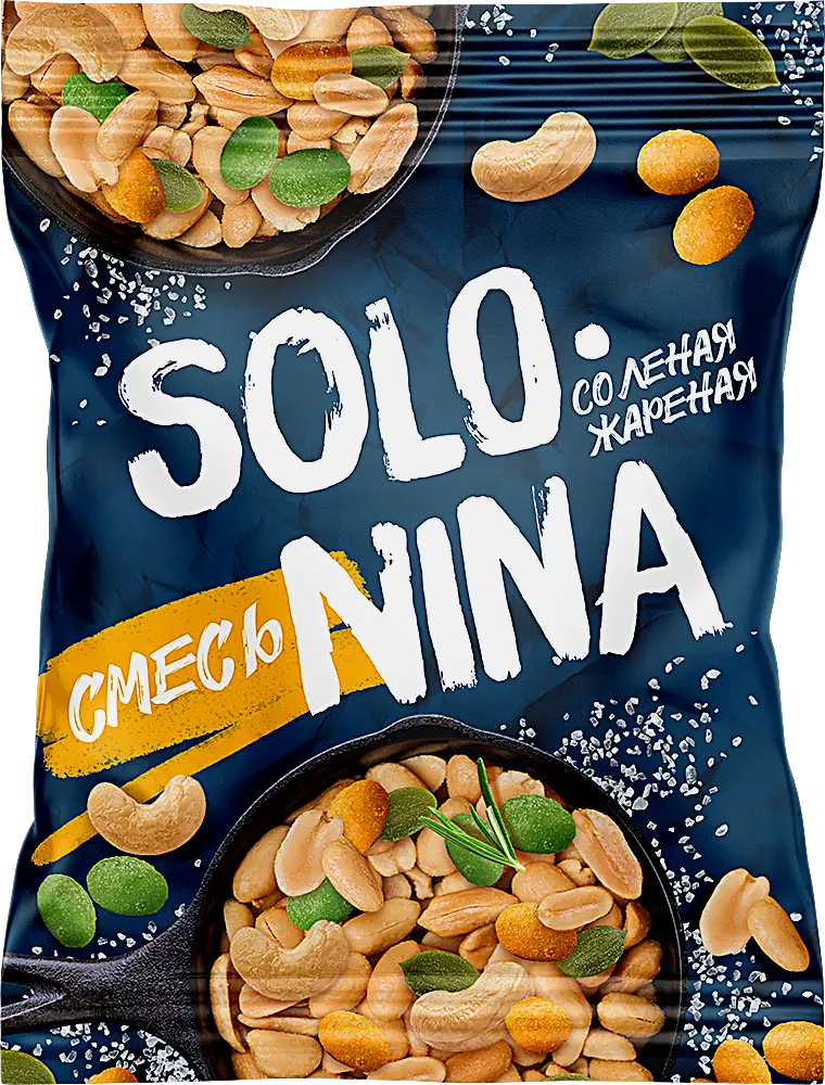 Изображение товара Смесь орехово-фруктовая Solo Nina арахис кешью тыква 70г полезная закуска