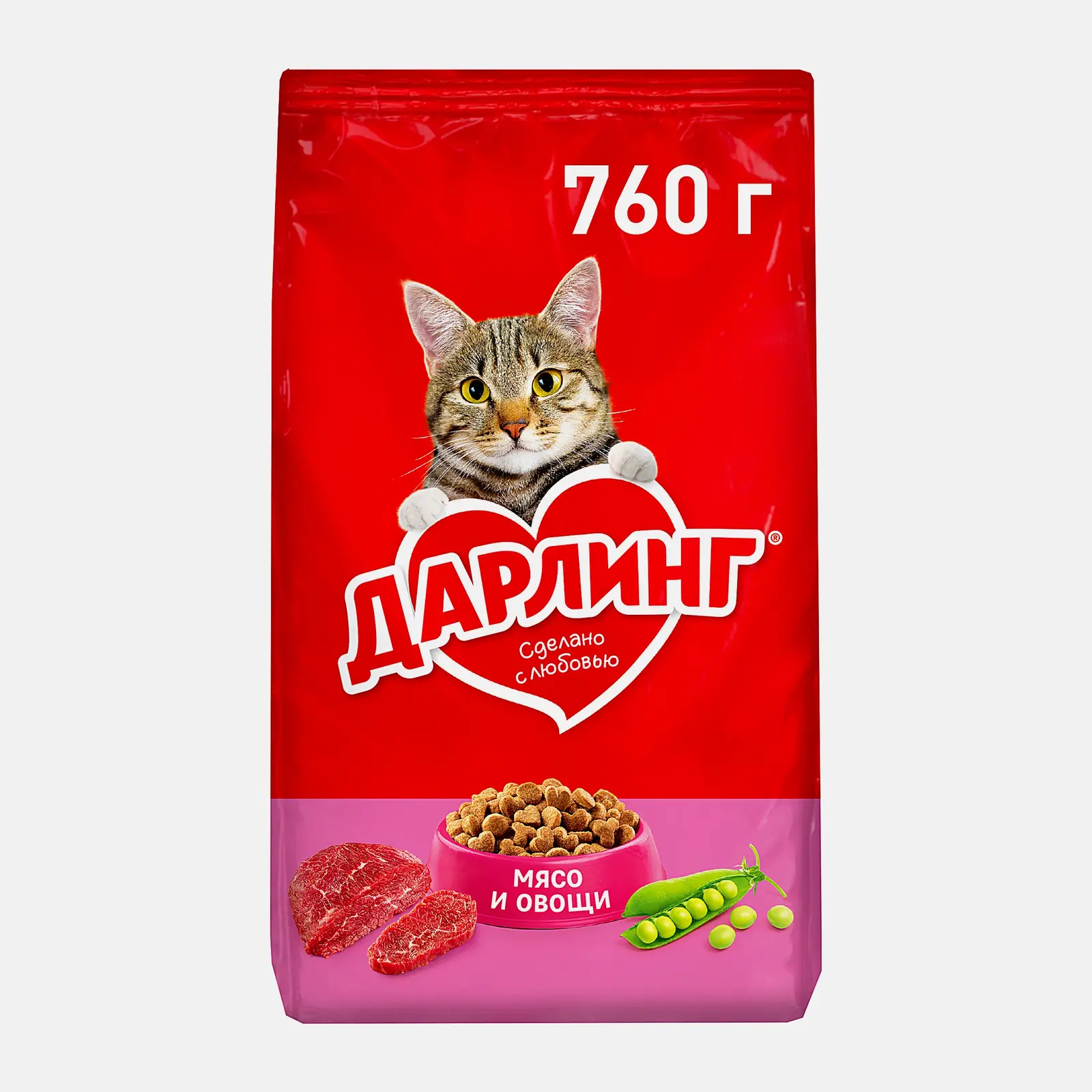 Сухой корм для кошек с мясом и овощами Дарлинг 760г Сухой корм для кошек с мясом и овощами Дарлинг 760г