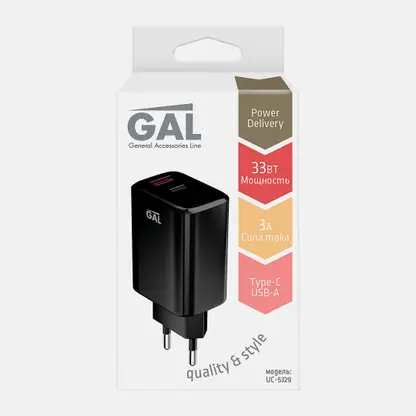 Сетевое зарядное устройство USB + Type-C UC-5329 Gal 33Вт