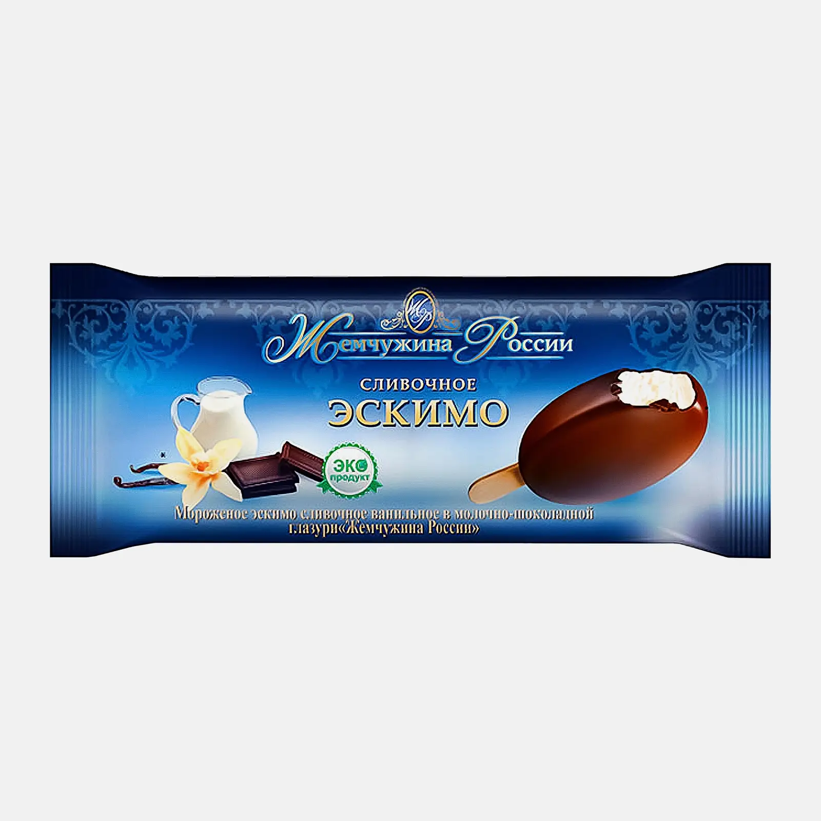 Изображение товара Мороженое Жемчужина России сливочное ванильное эскимо 80г классика натуральный состав