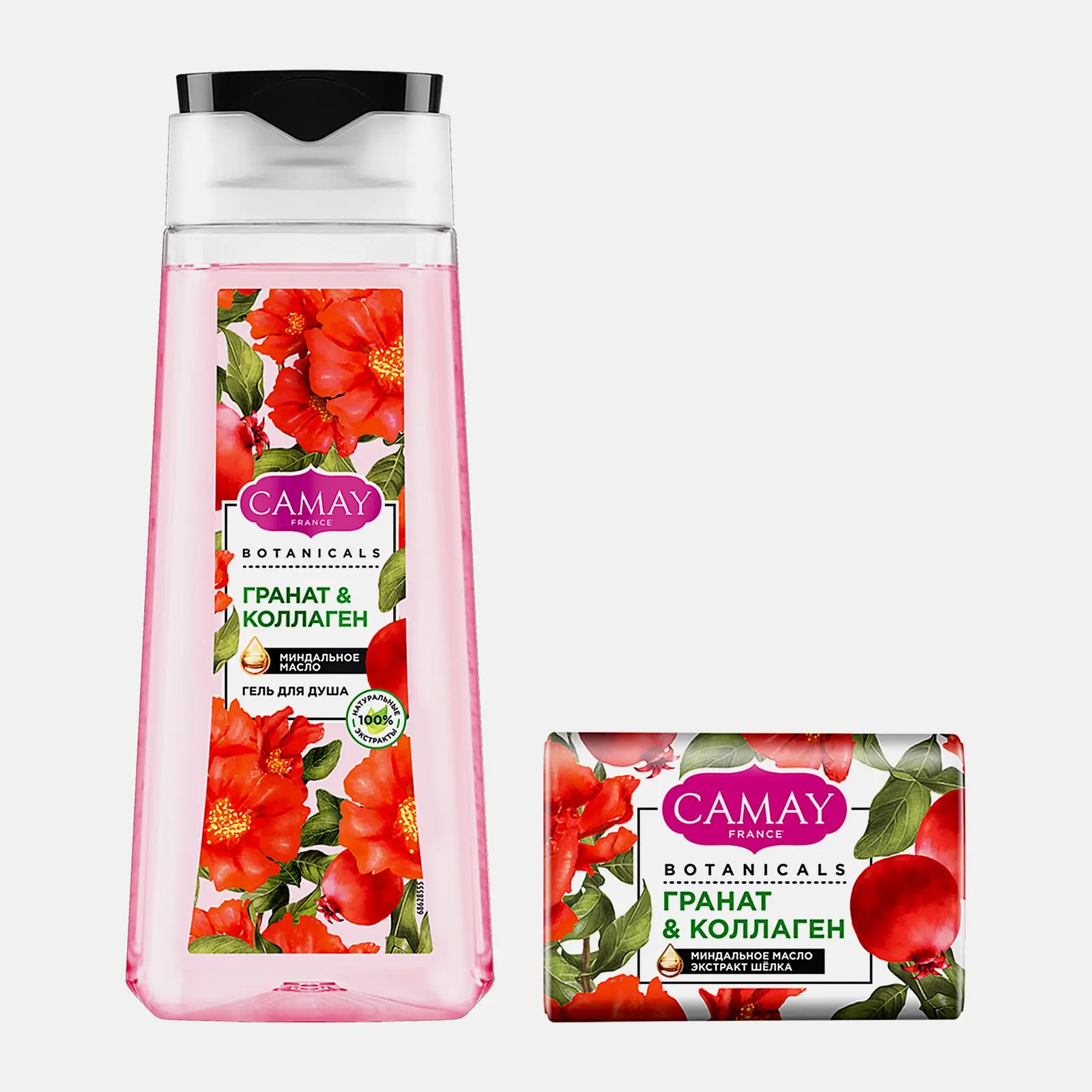 Подарочный набор Гранат и коллаген Botanicals Camay Гель для душа 250мл + Твёрдое мыло 85г в ассортименте