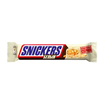 Изображение товара Батончик Snickers белый с карамелью и арахисом 81г