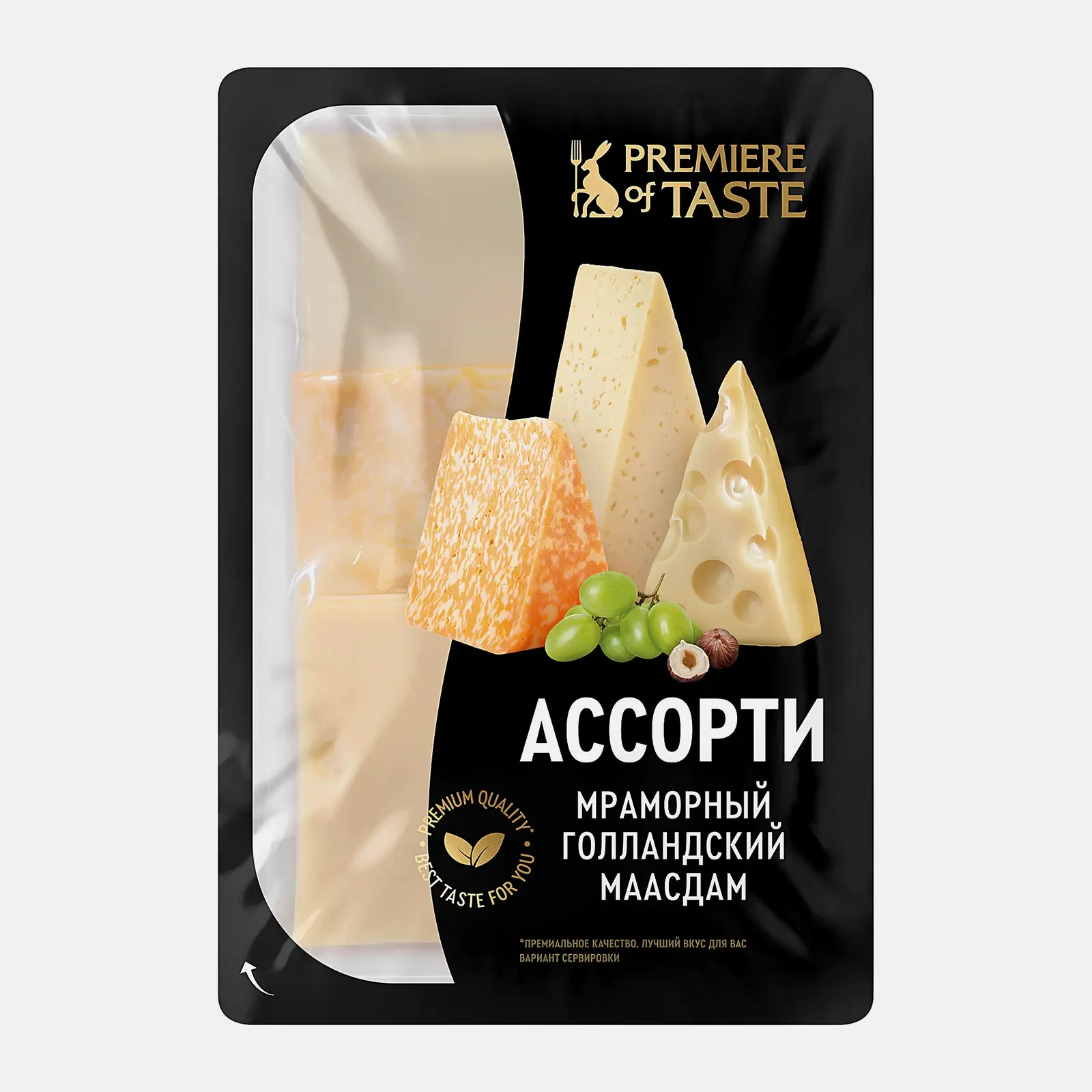 Изображение товара Сырное ассорти нарезка Premiere of taste 150г твердые сыры без добавок