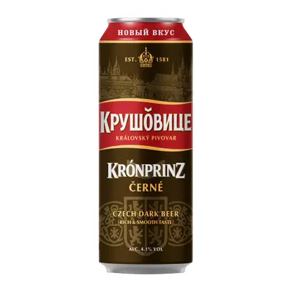 Тёмный пивной напиток пастеризованный Krusovice Cerne 4.1% 430мл