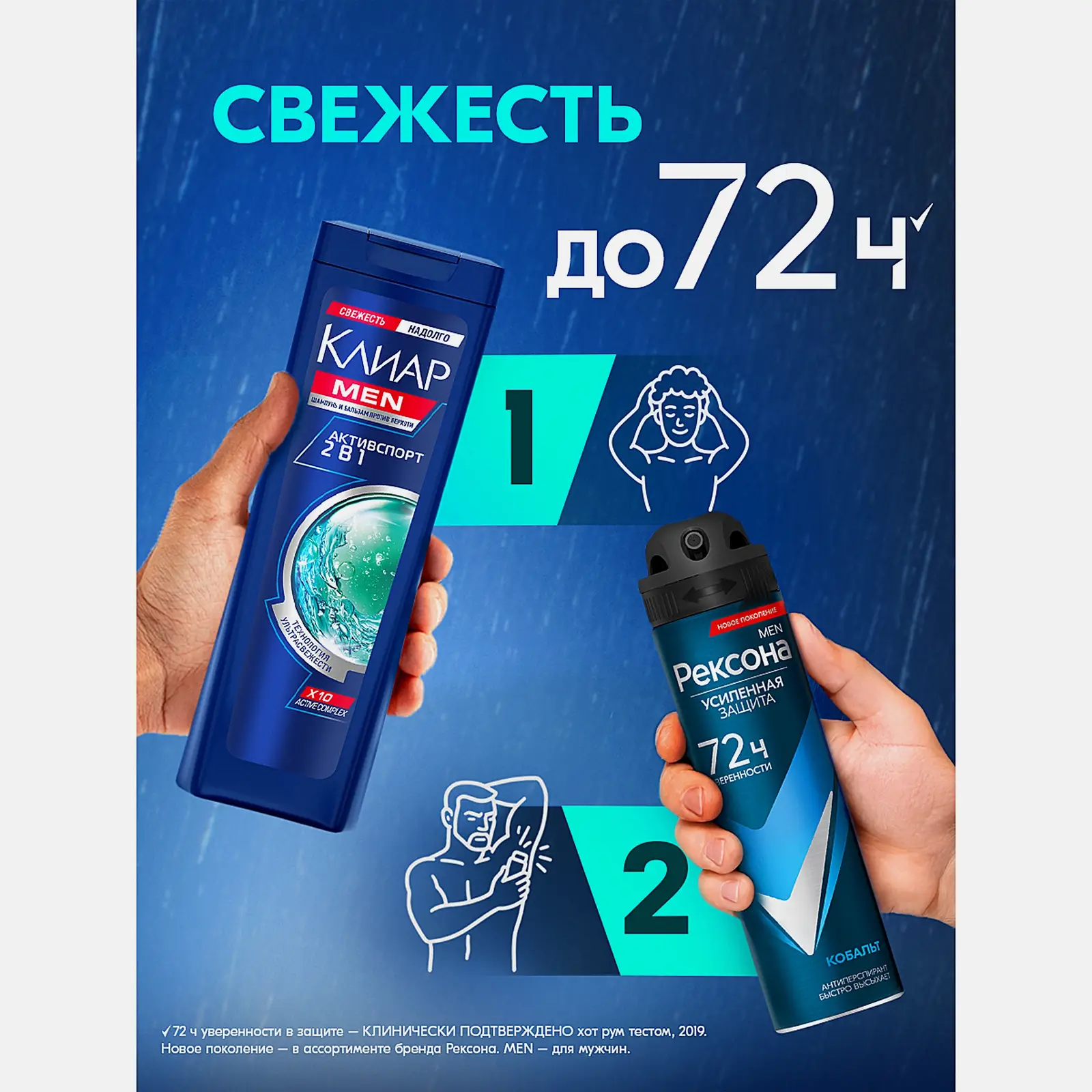 Подарочный набор Будь уверен Шампунь Клиар Men 200мл + Дезодорант Рексона Men 150мл в ассортименте