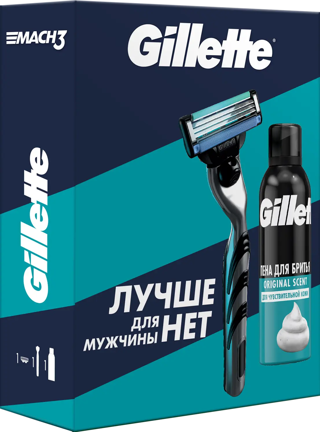 Подарочный набор Gillette Mach3 Станок для бритья с 1 сменной кассетой +  Пена для бритья 200мл — в каталоге на сайте сети Магнит | Краснодар