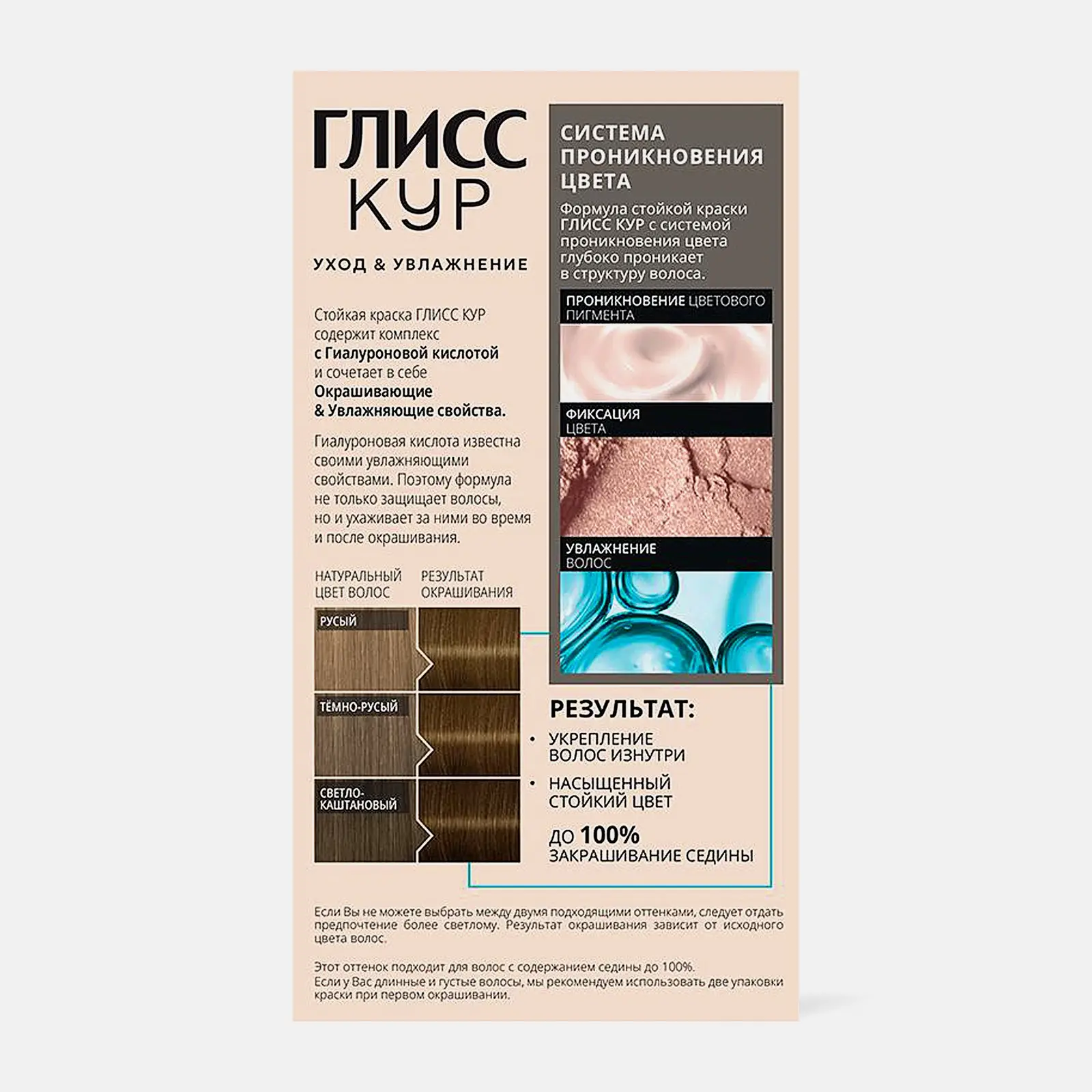 Стойкая краска для волос Глисс Кур Уход & Увлажнение профессиональная 7-00 Тёмно-русый