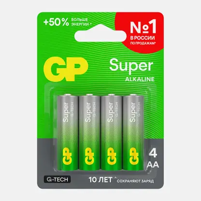 Батарейки GP Super алкалиновые AA 4шт
