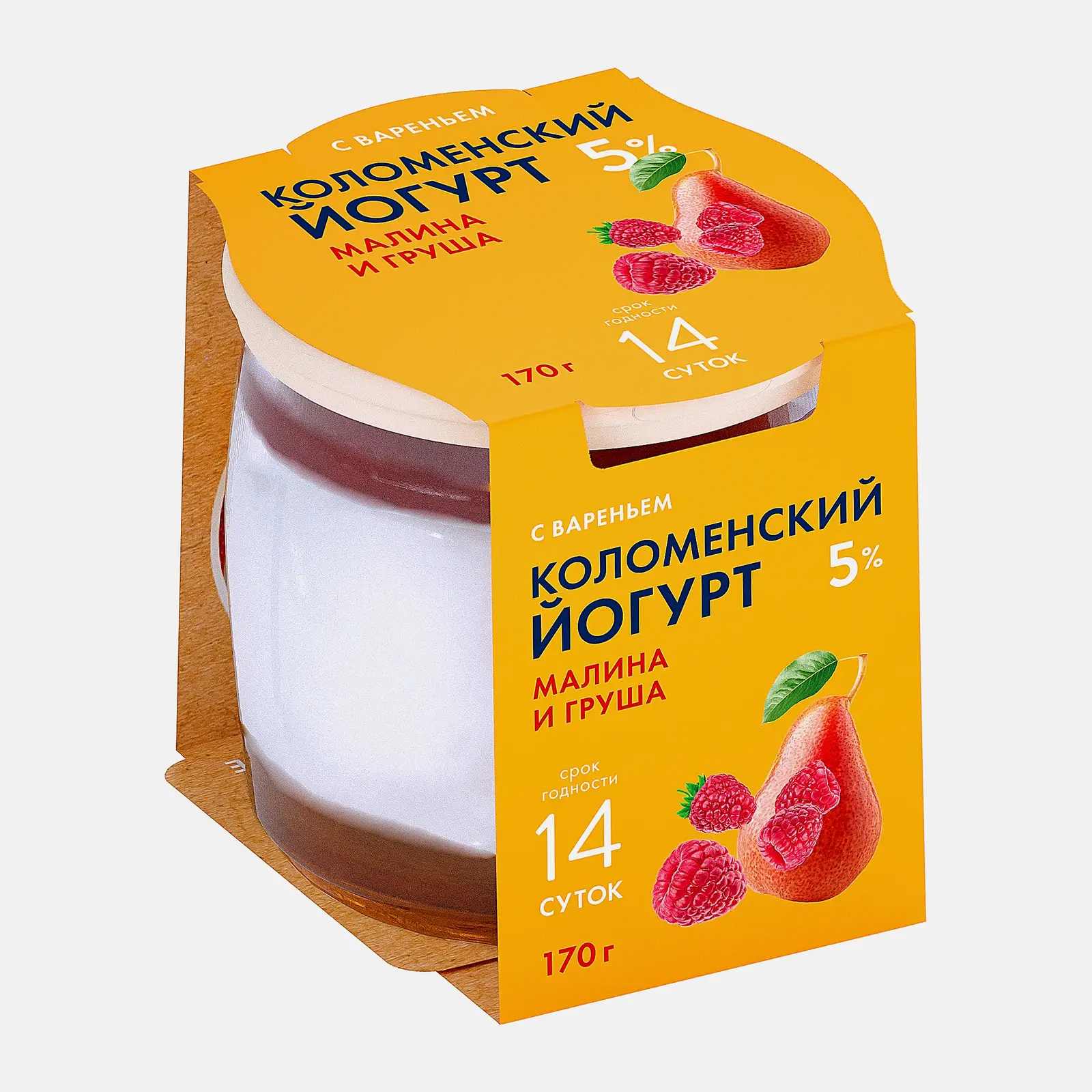 Йогурт Коломенский Малина и груша 5% 170г - фото 2