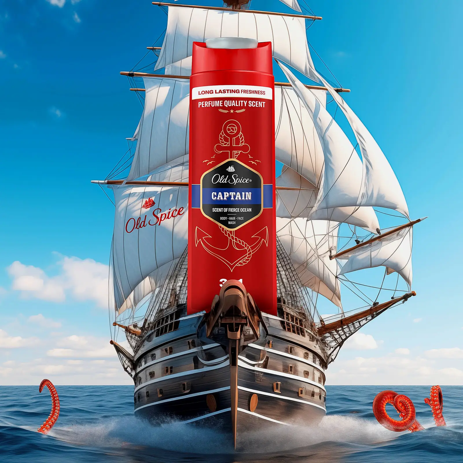 Гель для душа и шампунь Old Spice Captain 3в1 400мл
