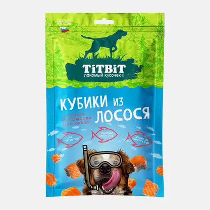 Лакомство для собак Кубики из лосося Titbit 80г