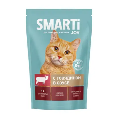 Изображение товара Влажный корм для кошек Smarti Joy с говядиной 415 г
