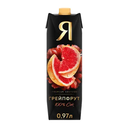 Изображение товара Натуральный сок Грейпфрут с мякотью Я 970 мл - без добавления сахара