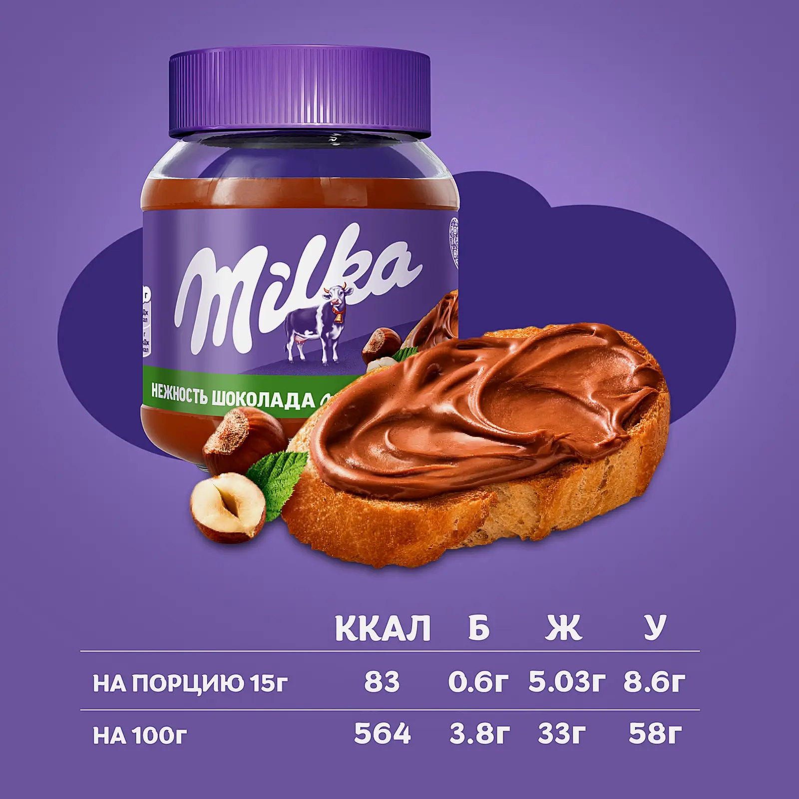 Паста ореховая с какао Фундук Milka 350г - фото 8 Паста ореховая с какао Фундук Milka 350г - фото 8