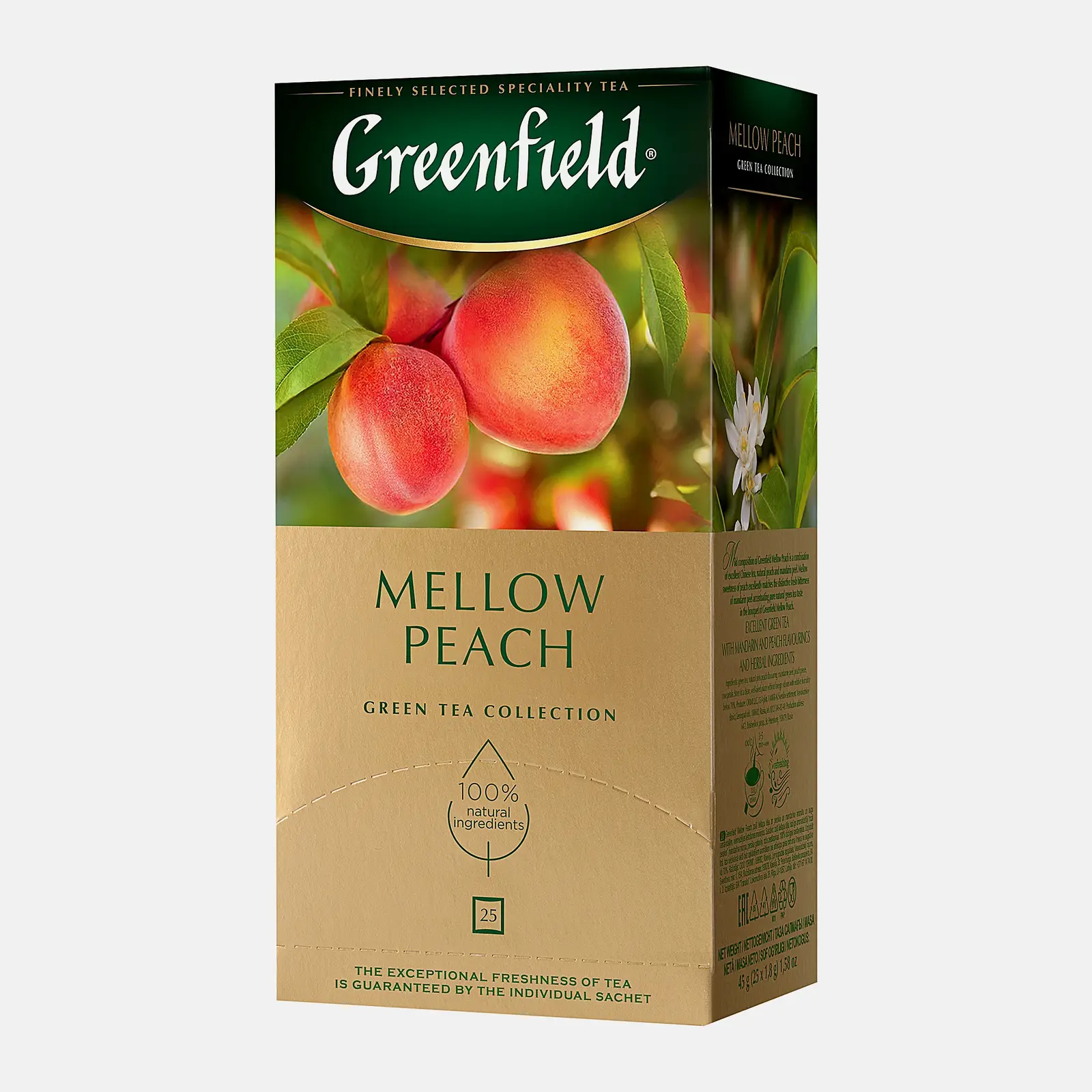 Чай зеленый Greenfield Mellow Peach с ароматом персика и мандарина 25пак 45г - фото 3 Чай зеленый Greenfield Mellow Peach с ароматом персика и мандарина 25пак 45г - фото 3