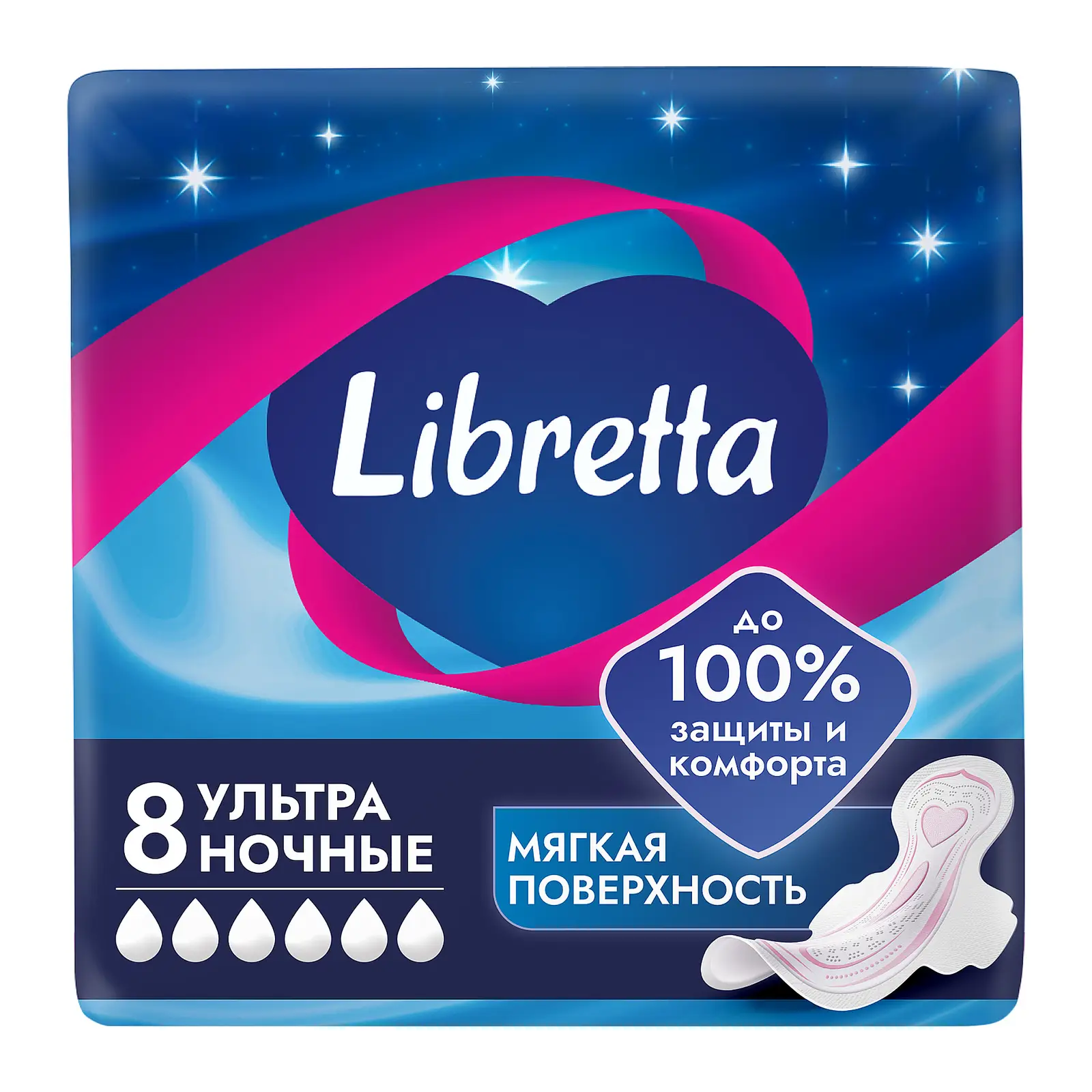 Изображение товара Гигиенические ночные прокладки Libretta Ультра для чувствительной кожи