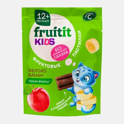 Пастилки со вкусом яблока и банана Fruit it Kids 55г