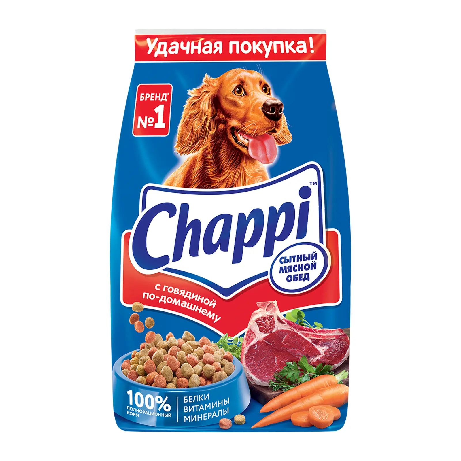 Сухой корм для собак Chappi Сытный мясной обед с говядиной по-домашнему 2.5кг
