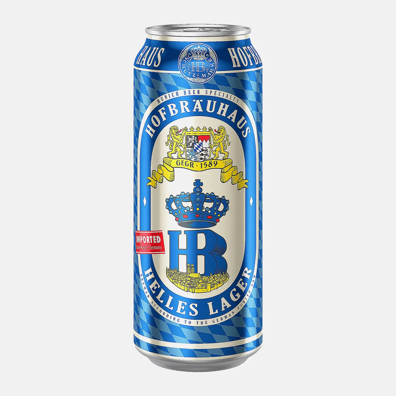 Пиво Hofbrauhaus Helles Lager светлое фильтрованное пастеризованное 4.9% 500мл