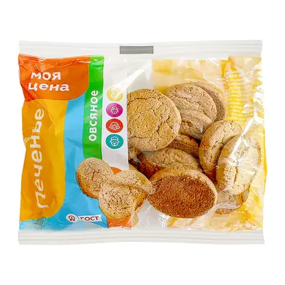 Изображение товара Овсяное печенье Моя цена 400 г натуральное сливочно-ванильное с корицей