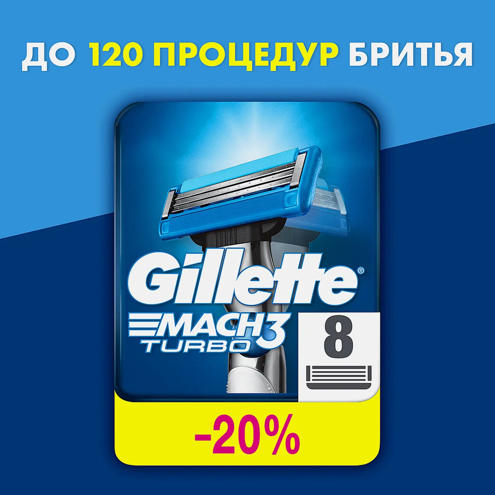 Кассеты для бритья Gillette Mach3 Turbo 8шт - фото 2 Кассеты для бритья Gillette Mach3 Turbo 8шт - фото 2