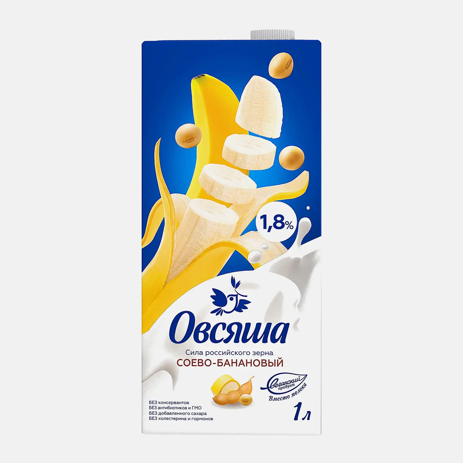 Напиток Овсяша соево-банановый 1.8% 1л