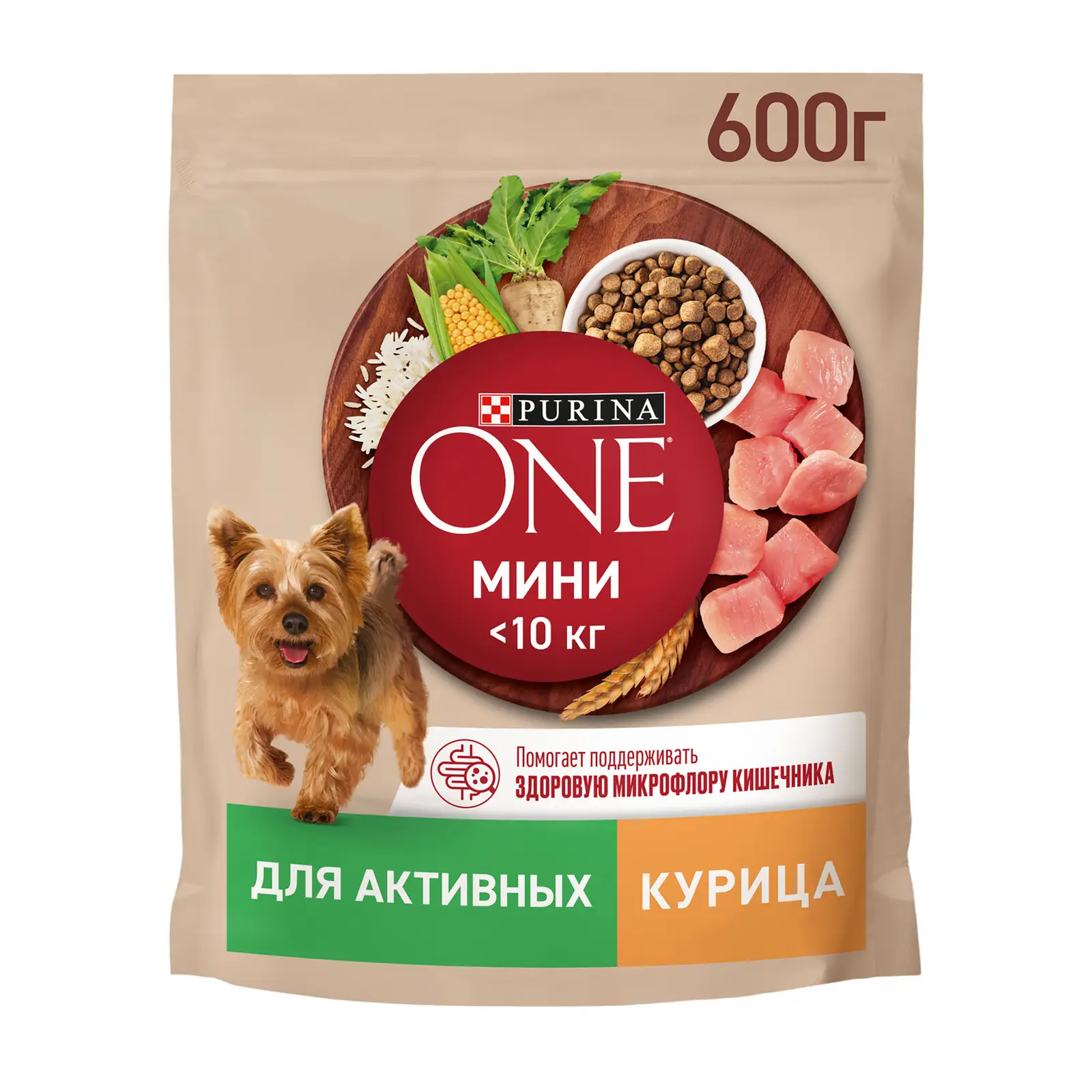 Сухой корм для собак Purina ONE Mini при активном образе жизни с курицей и  рисом 600г - Магнит-Продукты