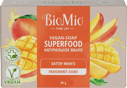 Изображение товара Натуральное мыло BioMio Манго 90г гипоаллергенное для ежедневного ухода