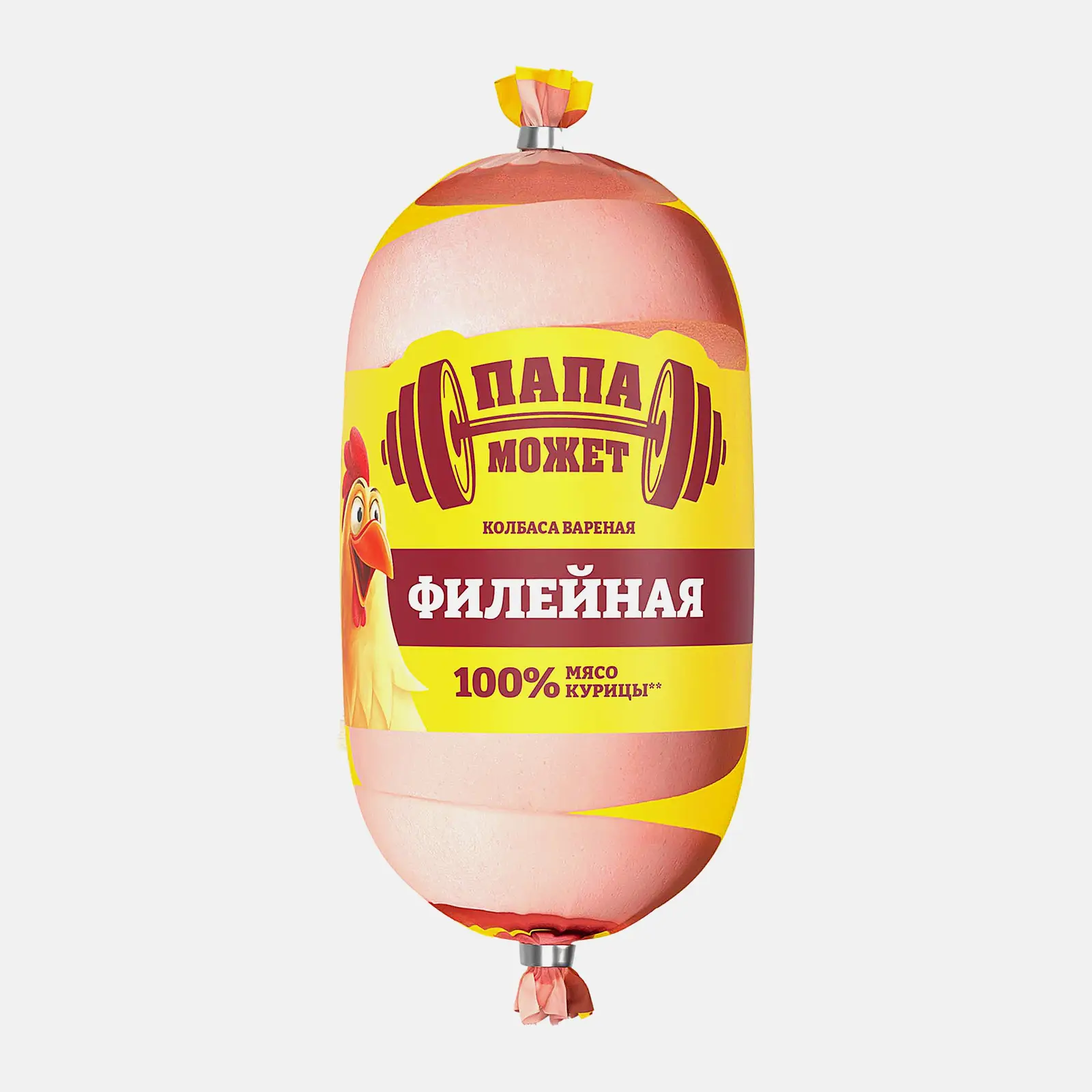 Изображение товара Колбаса Папа Может Филейная вареная 450г - нежная и вкусная куриная колбаса