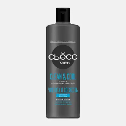 Шампунь для волос мужской Сьёсс Men Clean & Cool для нормальных и жирных волос 450мл