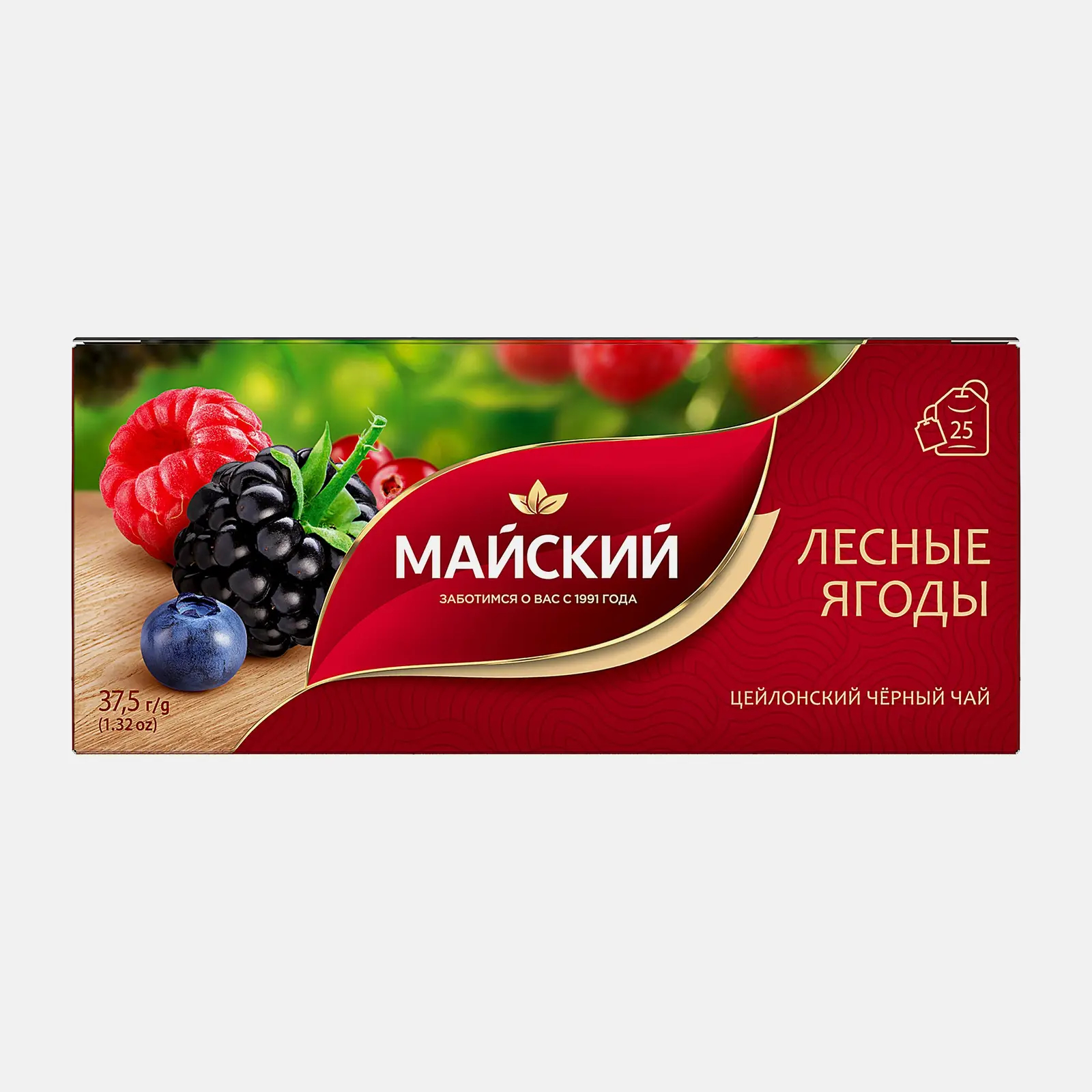 Изображение товара Чёрный чай Майский Лесные ягоды 25 пакетов по 37.5г ароматизированный