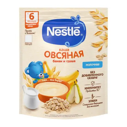 Изображение товара Молочная овсяная каша с грушей и бананом Nestlé 200 г для детей 6+ месяцев