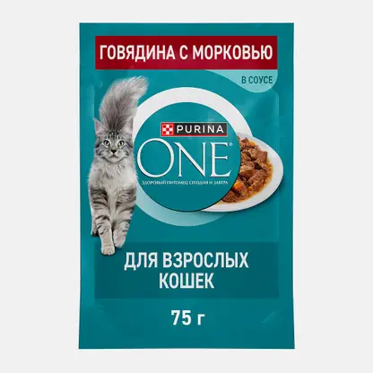Влажный корм для кошек с говядиной и морковью Purina ONE 75г