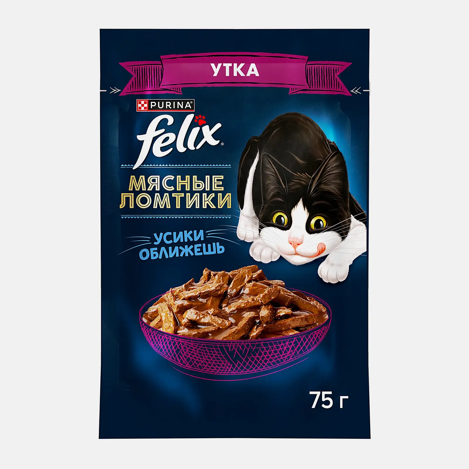 Влажный корм для взрослых кошек Мясные ломтики с уткой Felix 75г Влажный корм для взрослых кошек Мясные ломтики с уткой Felix 75г