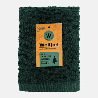 Набор махровых салфеток зеленых Bohemian Wellfort 30*30см