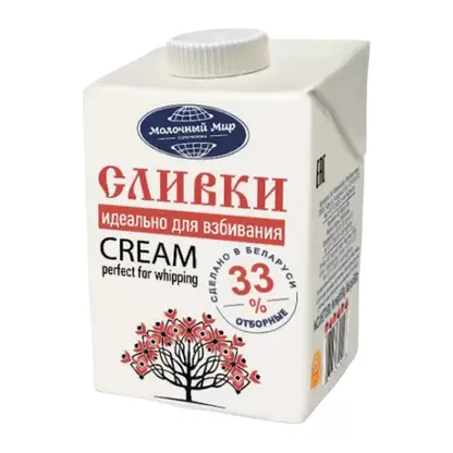 Изображение товара Сливки стерилизованные Молочный мир 33% 500г