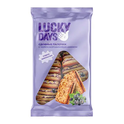 Изображение товара Сдобные палочки с джемом из черной смородины Lucky Days 308г