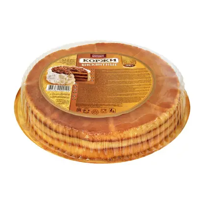 Изображение товара Коржи для торта Русский Бисквит бисквитные светлые 400г удобный полуфабрикат