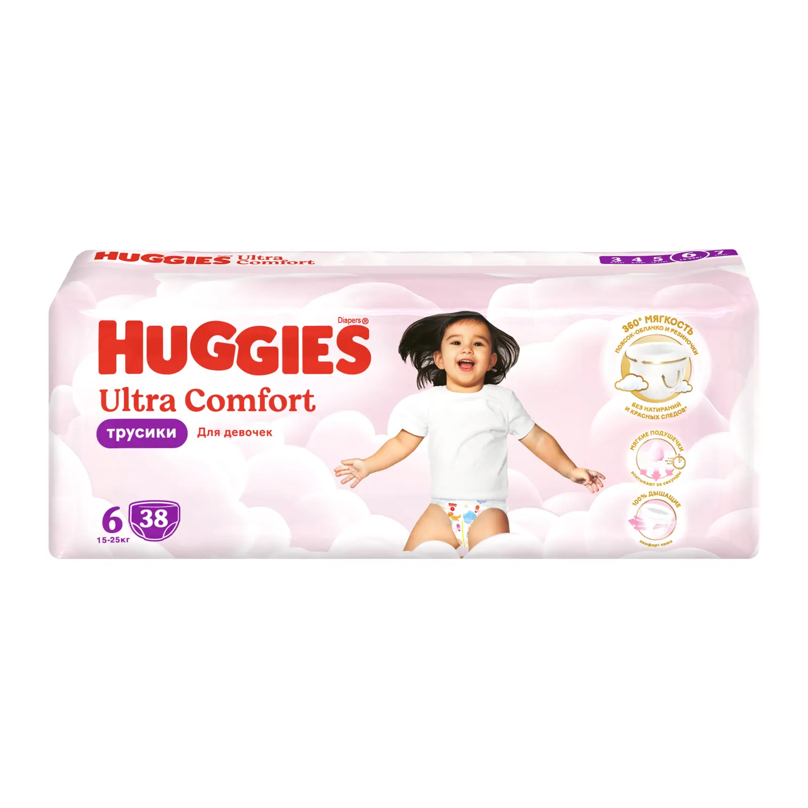 Изображение товара Трусики-подгузники для девочек Ultra Comfort №6 15-25кг Huggies 38шт