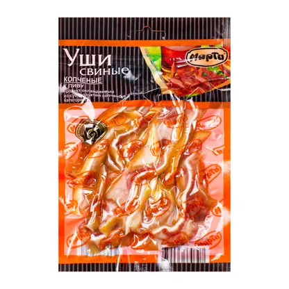 Изображение товара Уши свиные Марти копченые с кожей 100г