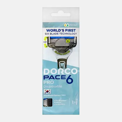 Одноразовый станок для бритья 6 лезвия мужской Dorco Pace 6 Pro